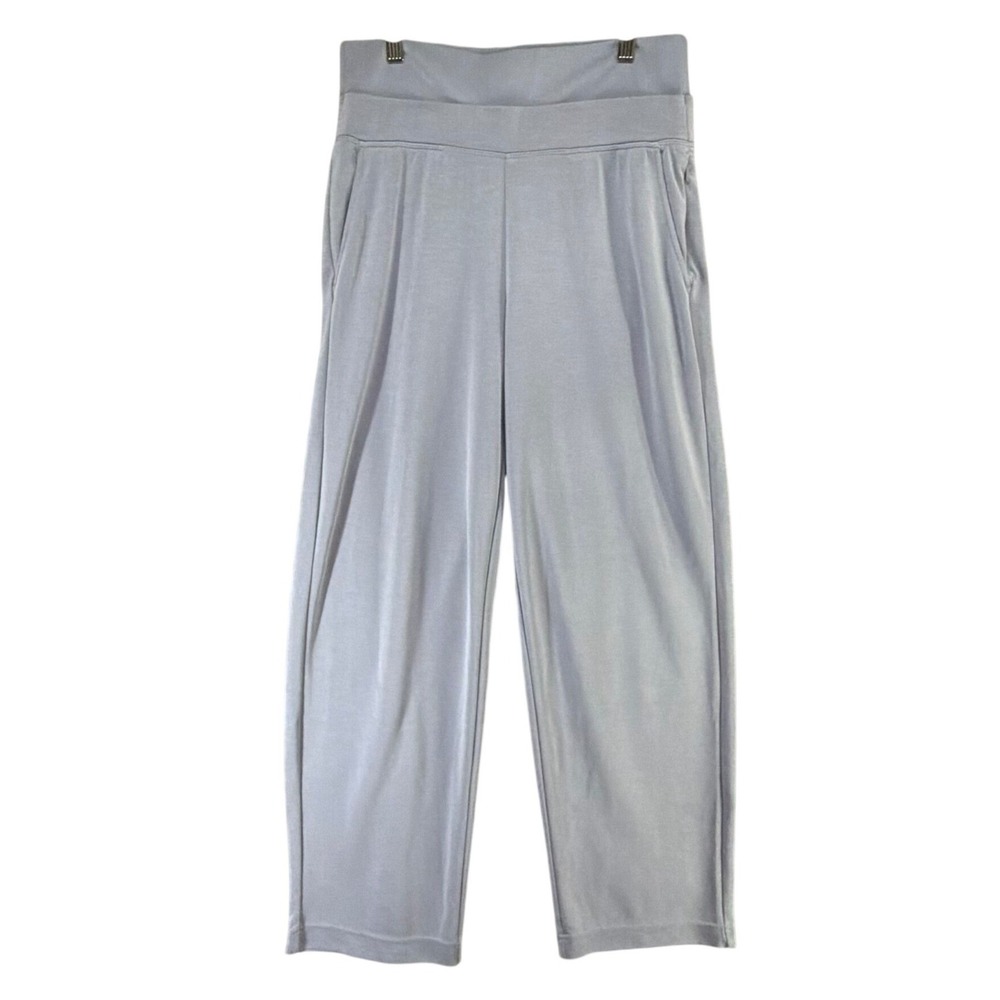 Athleta Seasoft Wide Leg Pull On Pants Womens M Blue Gray High Waist Athleisure